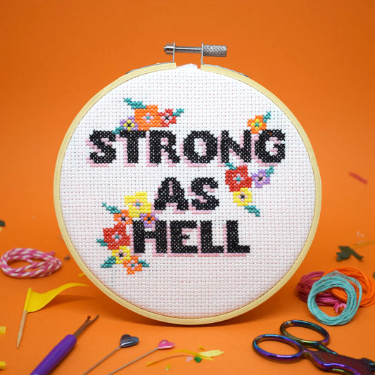 'Strong as Hell' Large Cross Stitch Kit