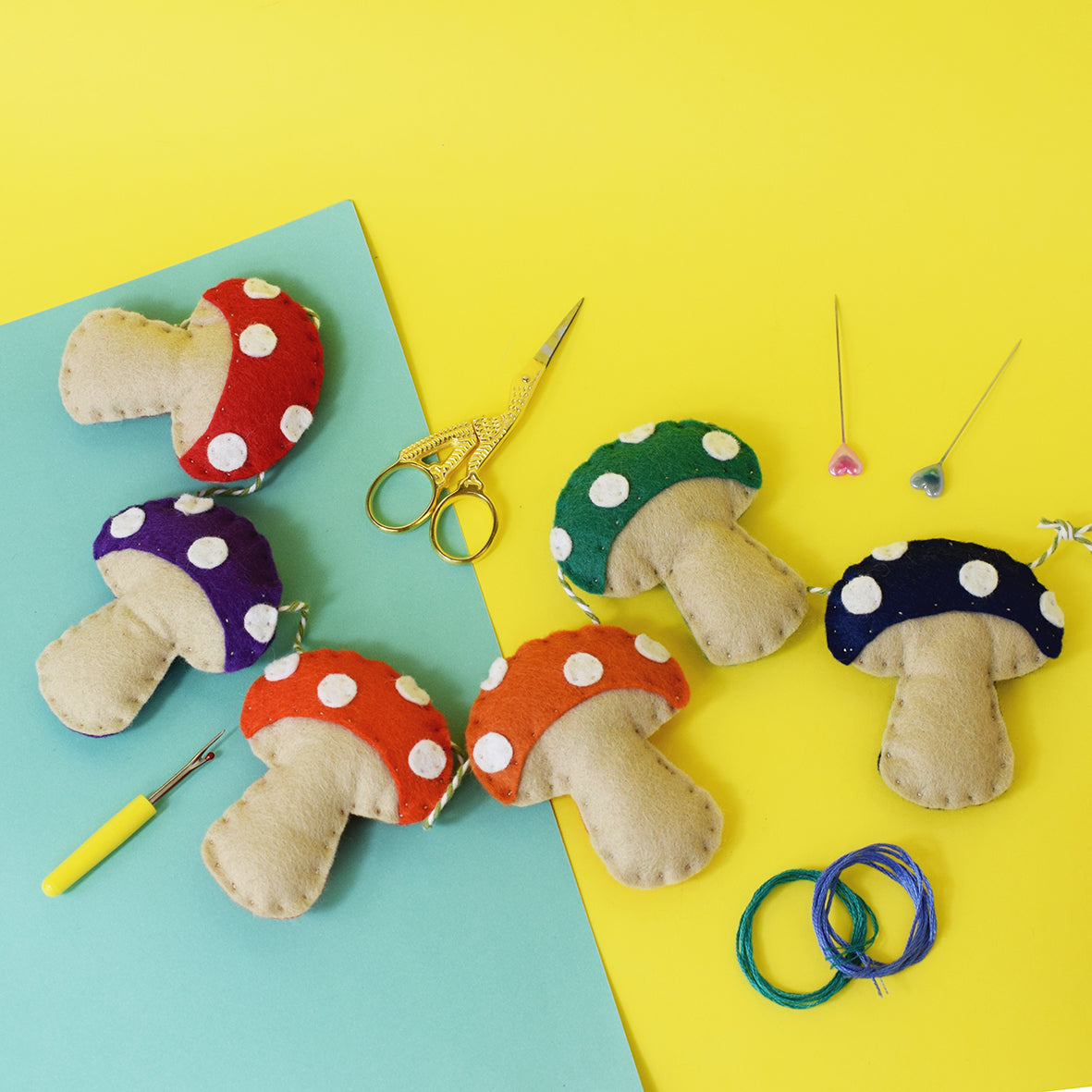 Toadstool Garland Felt Sewing Kit