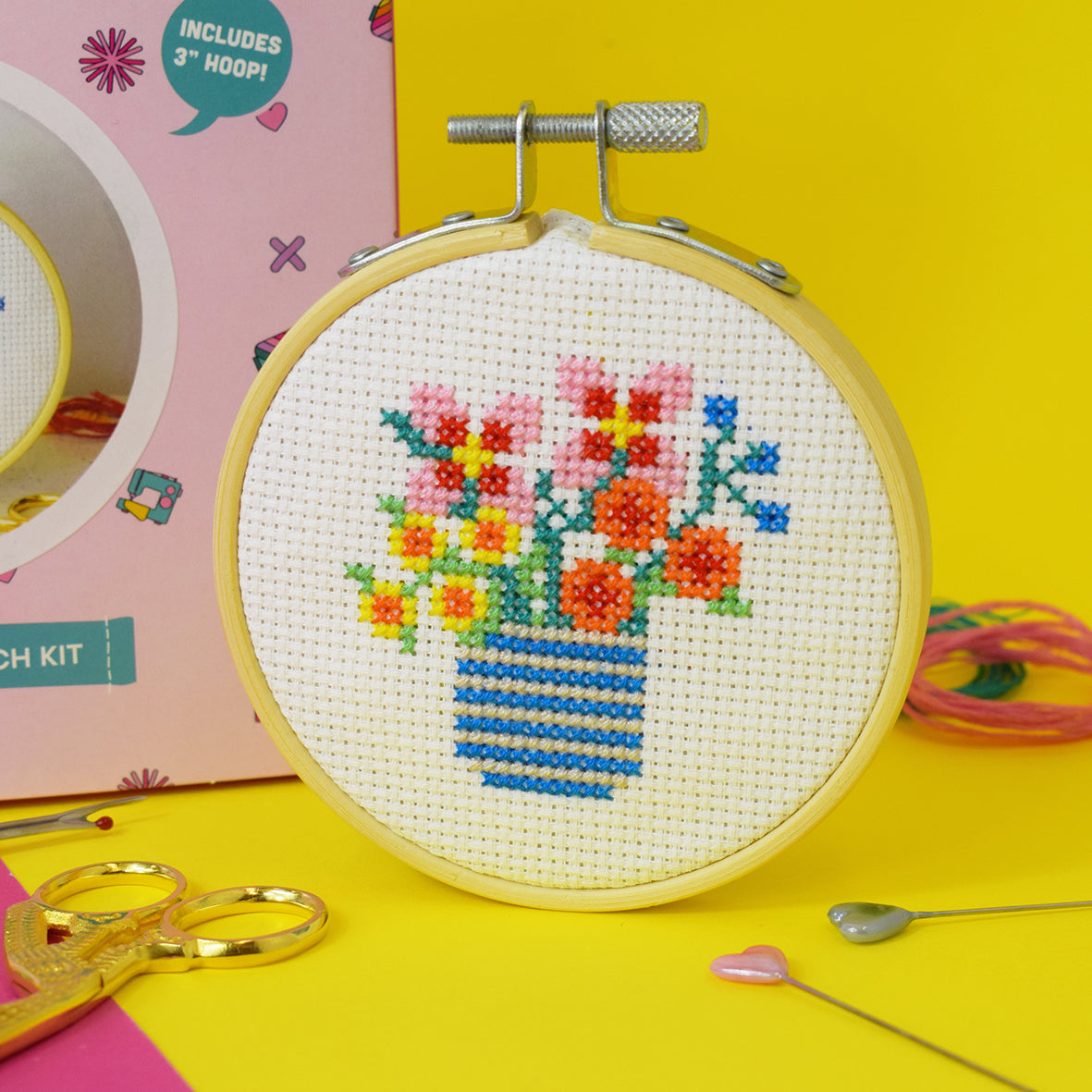 Wildflower Vase Mini Cross Stitch Kit