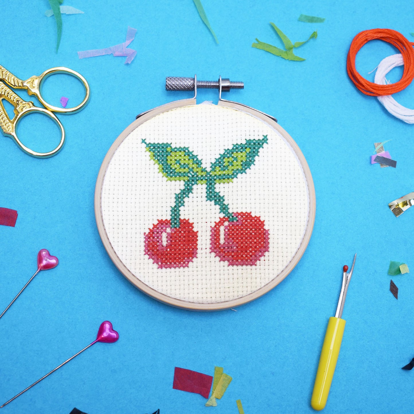 'Cherry Bomb' Mini Cross Stitch Kit