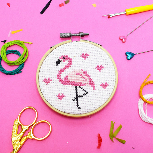 'Pretty Flamingo' Mini Cross Stitch Kit