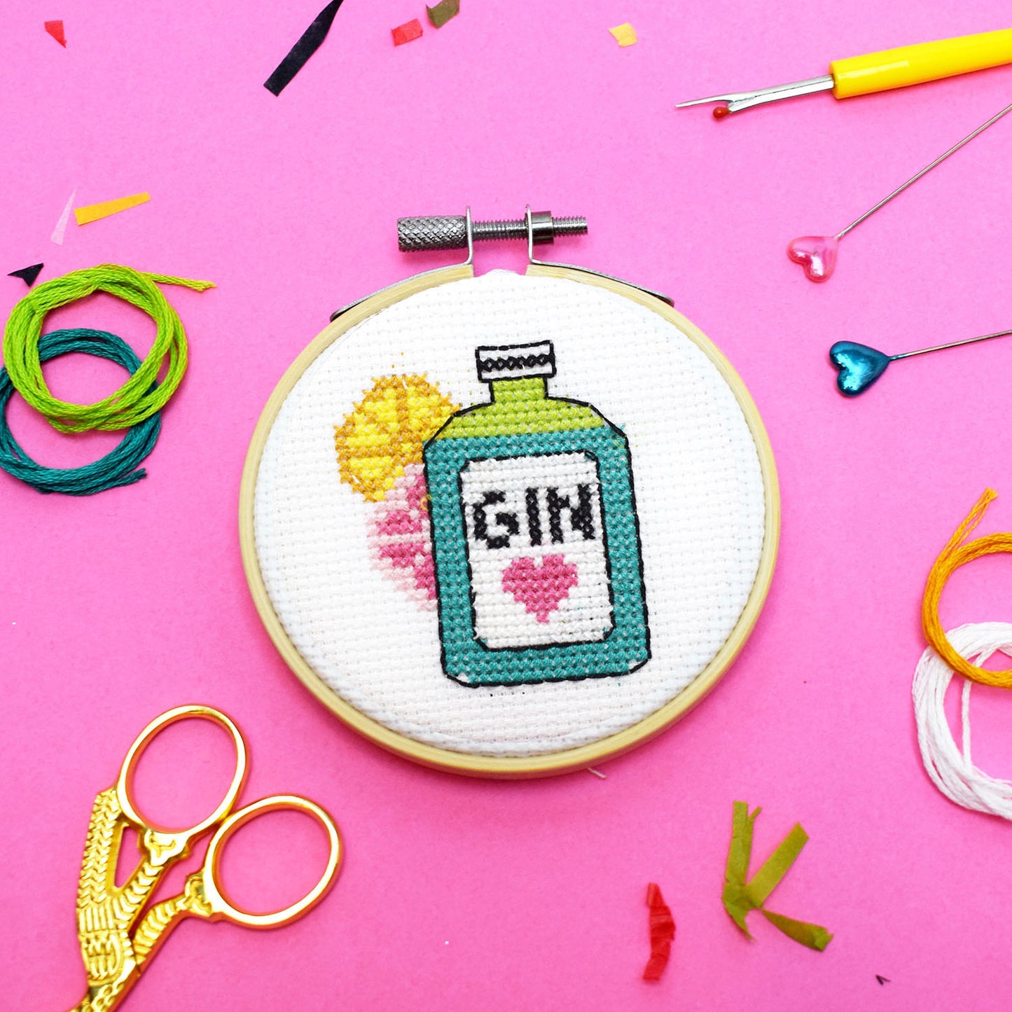 'Gin Time' Mini Cross Stitch Kit
