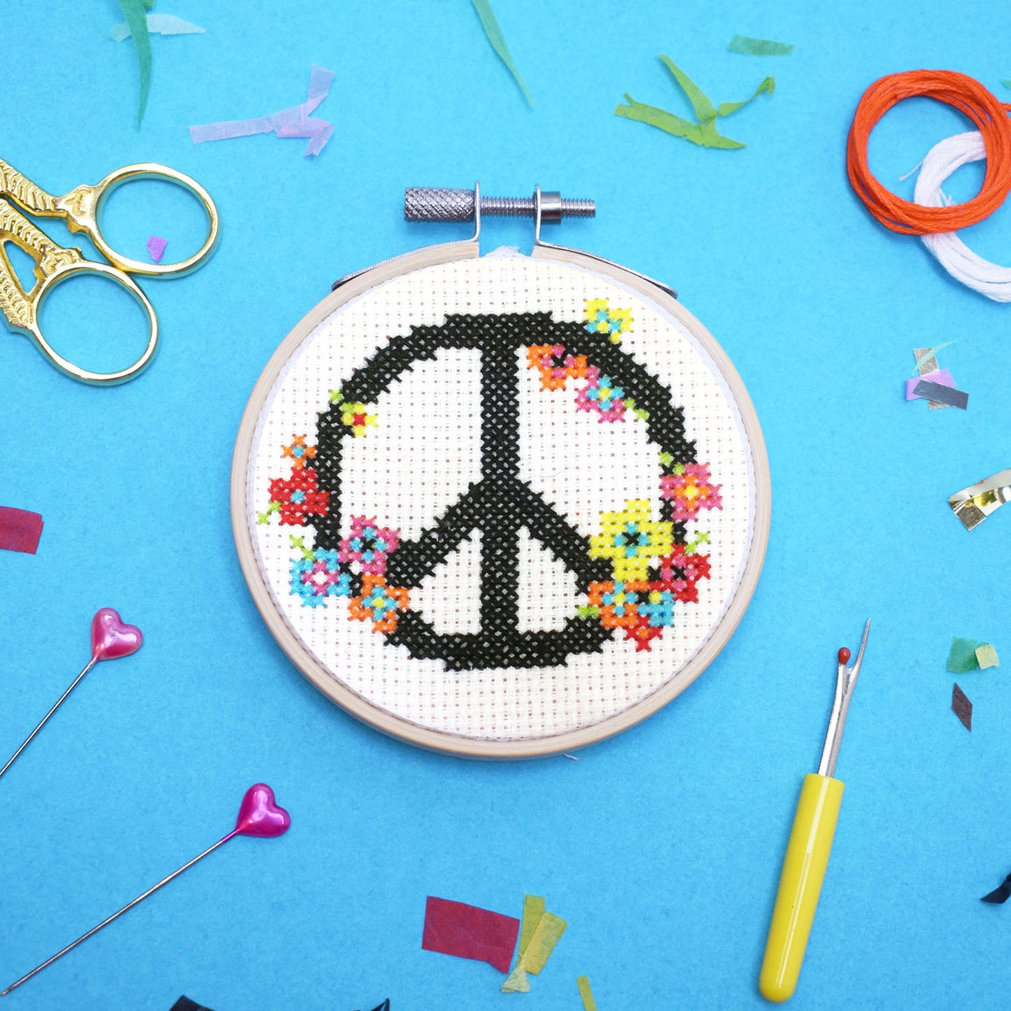 'Peace and Love' Mini Cross Stitch Kit