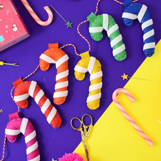 'Rainbow Candy Cane' Felt Garland kit