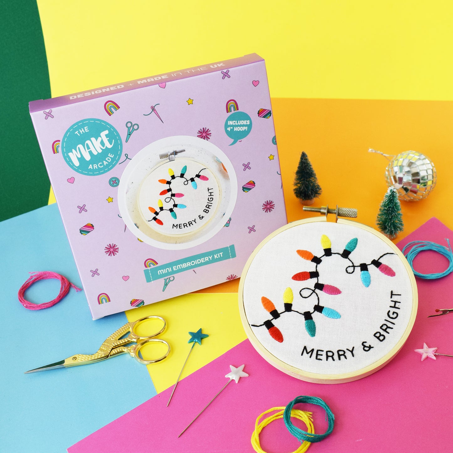 'Merry + Bright' Mini Embroidery Kit