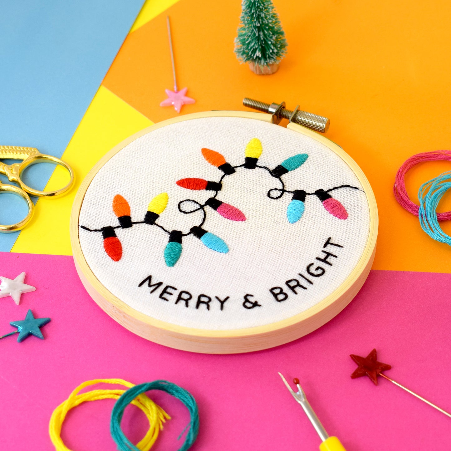 'Merry + Bright' Mini Embroidery Kit