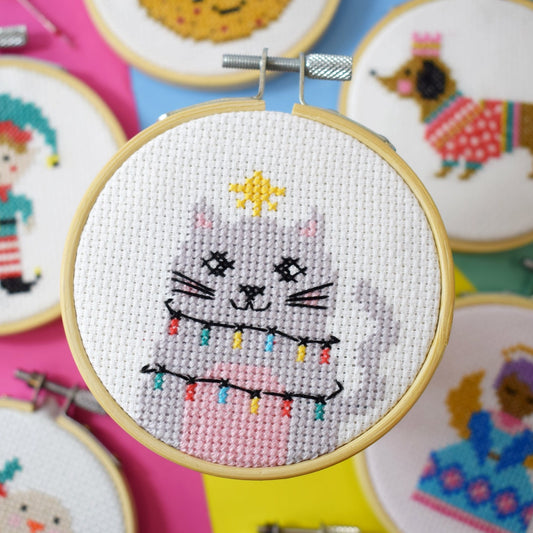 'Festive Kitty' Mini Cross Stitch Kit