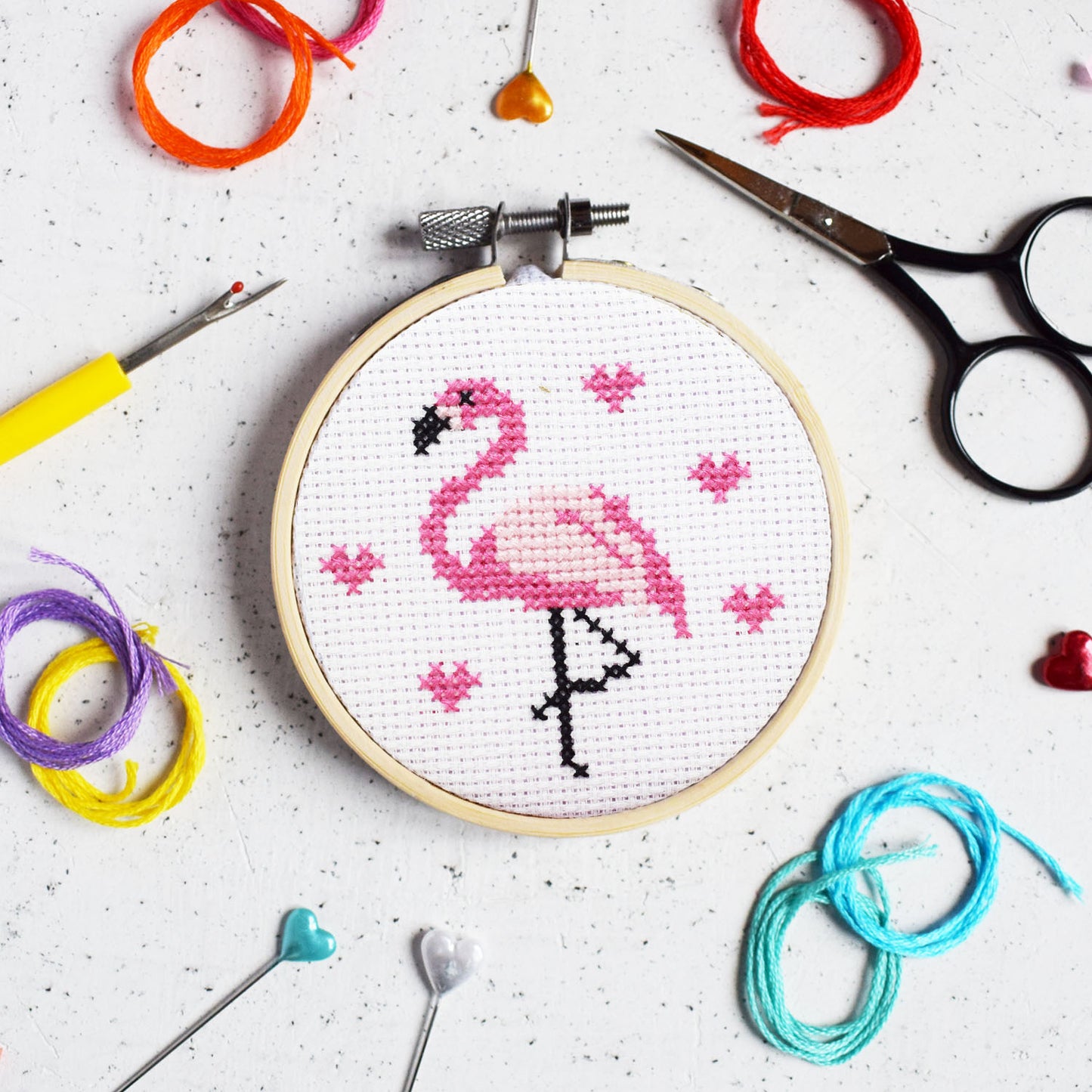 'Pretty Flamingo' Mini Cross Stitch Kit